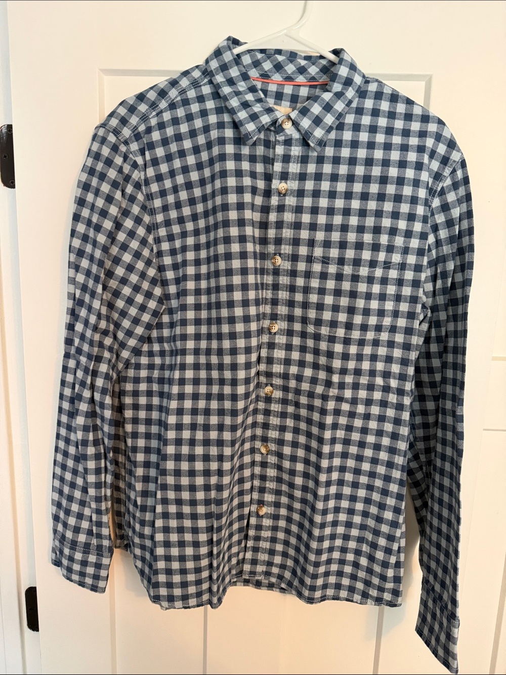 Fat Face Navy and White Gingham Button-Down Shirt